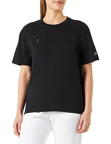 Champion Damen Rochester 1919 Logo Crewneck S-s T-Shirt, Schwarz, Large von Champion