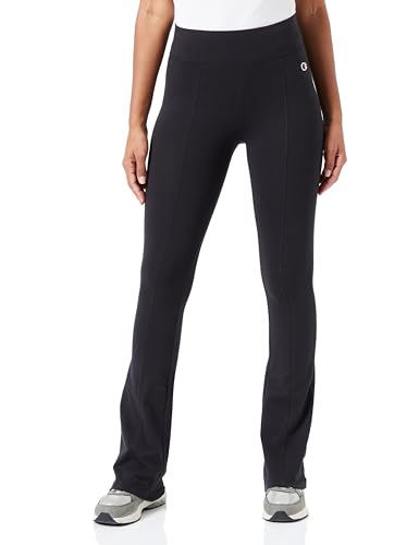 Champion Damen Rochester 1919 Logo W-Cotton Lycra Slim High-Waist Jazz Trainingshose, Schwarz, L von Champion