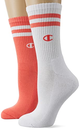 Champion Damen Seasonal-2PP Short Crew Kurze Socken, Multicolore (Rosa Fragola/Bianco), 35-38 EU (2-5 UK) von Champion