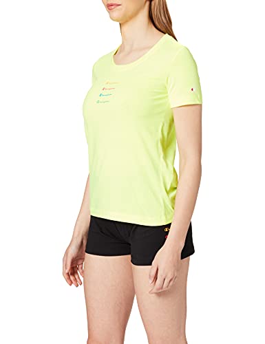 Champion Damen Seasonal Graphic Gallery Crewneck T-Shirt, Fluoreszierendes Gelb, M von Champion