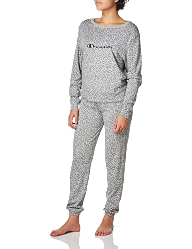 Champion Damen Sleep Pj Set Pyjamaset, Tierdruck Grau, Large von Champion