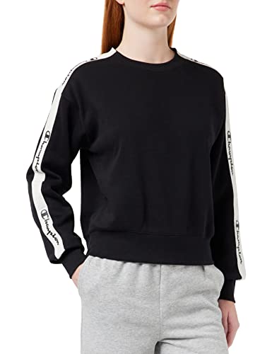 Champion Damen Sport Tape Boxy Crewneck Kapuzenpullover, Schwarz, XS von Champion