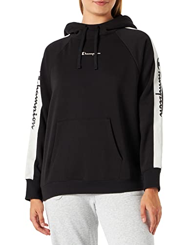 Champion Damen Sport Tape Poly Fleece Hooded Sweatshirt, Schwarz, L von Champion