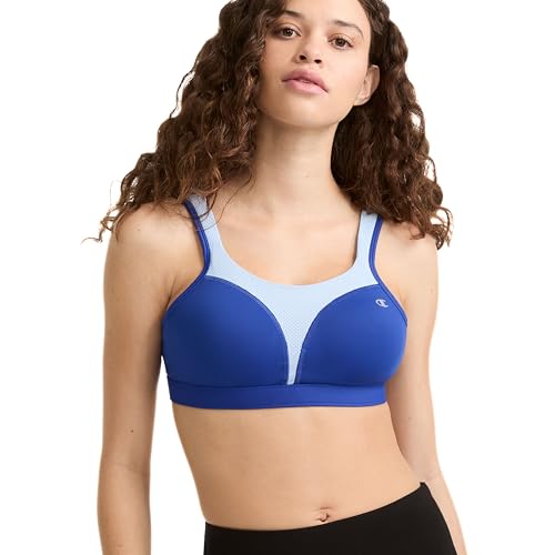 Champion Damen Spot Comfort Full Support Bra Sport-BH, Undurchsichtige, Surfen Sie im Web/Ocean Front Blau, 90C von Champion