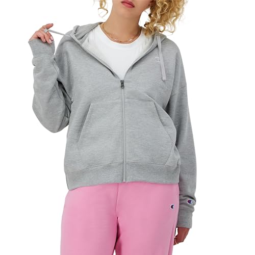 Champion Damen-Sweatshirt mit Reißverschluss, Powerblend, Kapuzen-Sweatshirt mit Reißverschluss (Plus, Oxford Gray C Logo, M Champion Damen-Sweatshirt mit Reißverschluss, Powerblend, Kapuzen-Sweatshirt mit Reißverschluss (Plus, Oxford Gray C Logo, M von Champion