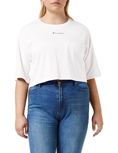 Champion Damen American Classics-Crop Oversize S/S T-Shirt, weiß, L von Champion