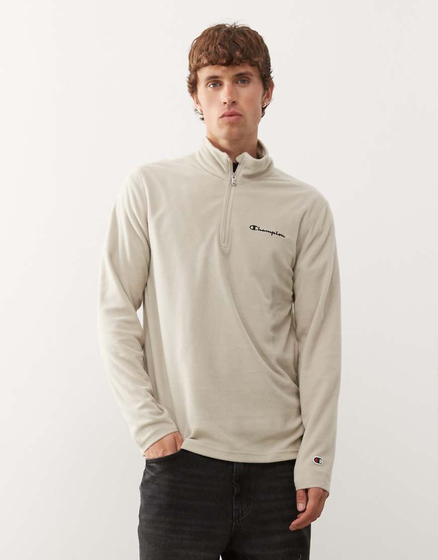 Champion - Fleece-Oberteil in Beige mit kurzem Reißverschluss-Neutral von Champion