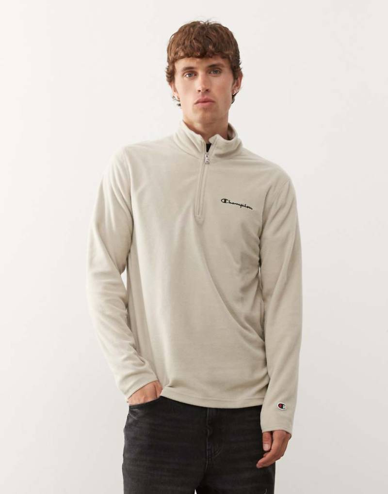 Champion - Fleece-Oberteil in Beige mit kurzem Reißverschluss-Neutral von Champion
