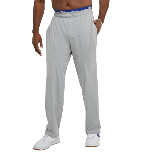 Champion Herren Hose, Alltagshose aus Baumwolle, leicht, offener Saum, Loungehose (Reg groß) Trainingshose, Oxford Gray C Patch Logo, XX-Large Hoch von Champion