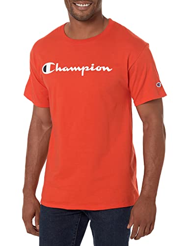 Champion Herren, Classic Graphic, Soft and Comfortable for Men, Script Logo (Reg. Or Big & Tall) T-Shirt, Spicy Orange Schrift, XX-Large von Champion