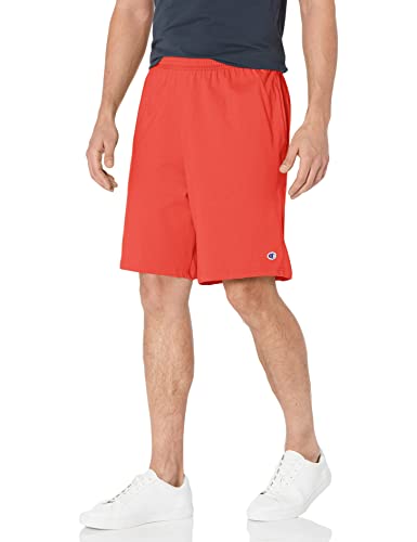 Champion Herren, Everyday Cotton, Lightweight Lounge, Jersey (Reg groß) Shorts, Solar Crimson C Patch Logo, Mittel von Champion