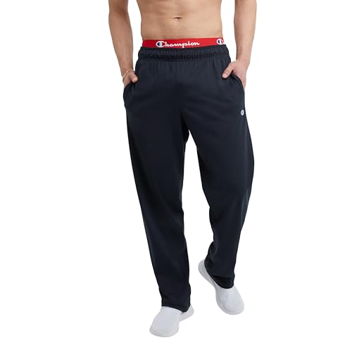 Champion Herren, Lightweight Open-Hem Lounge for Men, Jersey Pants (Reg. Or Big & Tall) Trainingshose, Marineblau – C-Patch-Logo, XXX-Large Groß von Champion