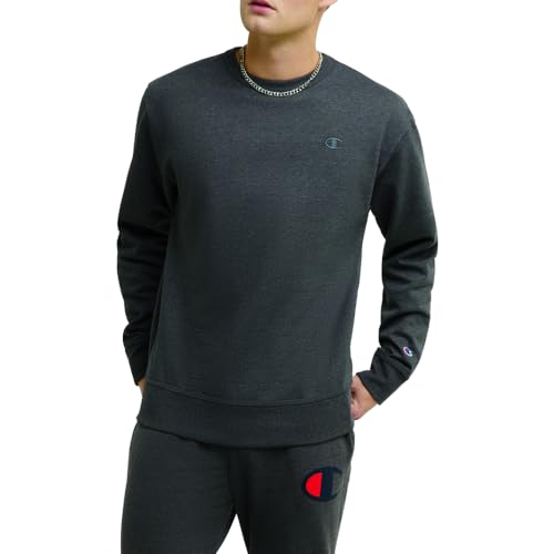 Champion Herren, Powerblend, Fleece, Crewneck for Men (Reg. Or Big & Tall) Sweatshirt, Granite Heather C-Logo, 4X-Large Groß von Champion