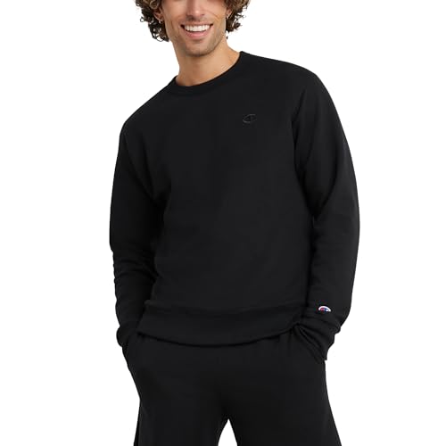 Champion Herren, Powerblend, Fleece, Crewneck for Men (Reg. Or Big & Tall) Sweatshirt, Schwarzes C-Logo, XXX-Large Groß von Champion
