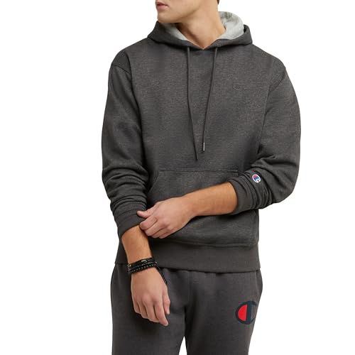 Champion Herren, Powerblend, Fleece Comfortable Hoodie, Sweatshirt for Men (Reg. Or Big & Tall) Kapuzenpullover, Granite Heather C-Logo, X-Small von Champion