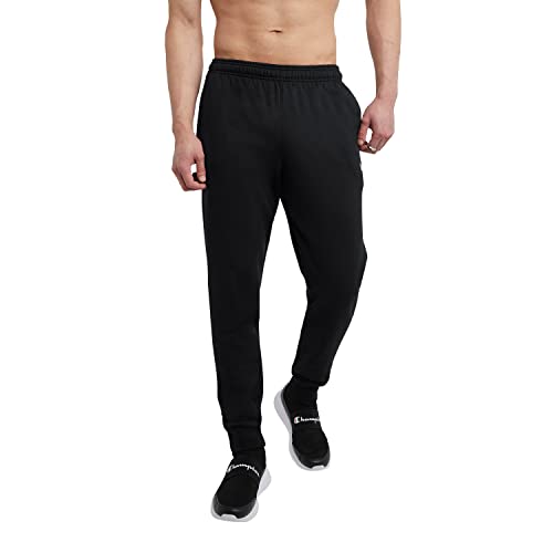 Champion Herren, Fleece, Joggers, Comfortable Sweatpants for Men (Reg. Or Big & Tall) Trainingshose, Schwarz-C-Patch-Logo, XXX-Large Groß von Champion