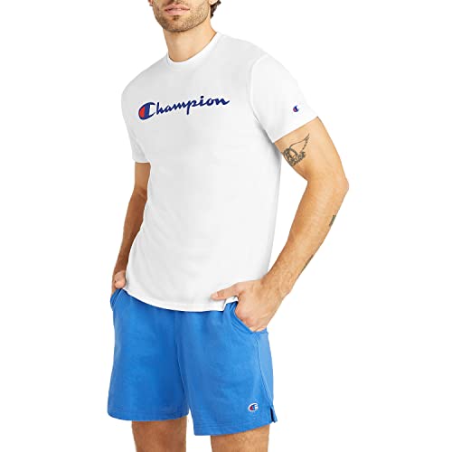 Champion Herren Powerblend, Siebdruck-Schriftzug T-Shirt, Weiß-y07718, XXL von Champion