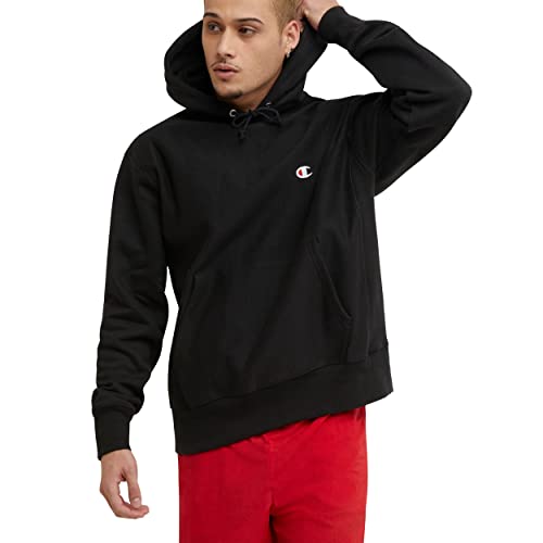 Champion Herren, umgekehrtes Gewebe, schweres Fleece, Sweatshirt Kapuzenpullover, Black-y06145, Large von Champion