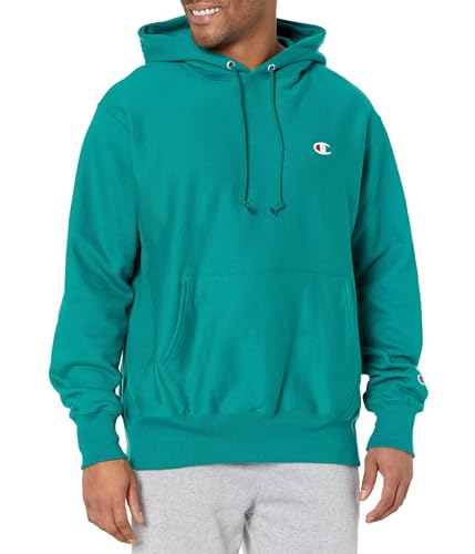 Champion Herren, Reverse Weave Pullover Kapuzen-Sweatshirt, Beste Bequeme Hoodies für Männer C Logo Kapuzenpullover, Everglade Green Linke Brust C, XX-Large von Champion