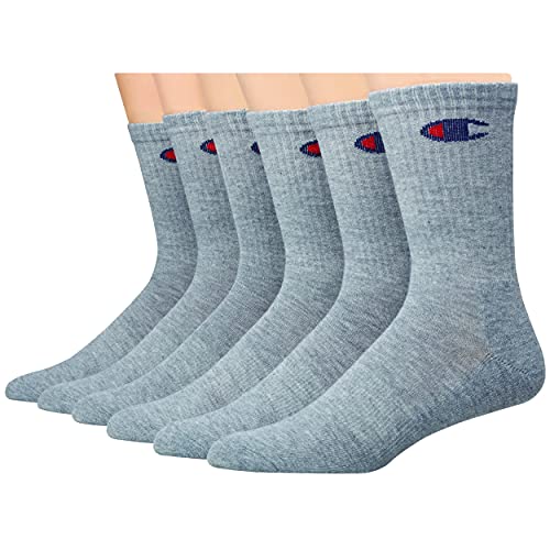 Champion Herren 6-Pack Logo Crew Socks Mannschaftssocken, grau, Shoe Size: 6-12 von Champion