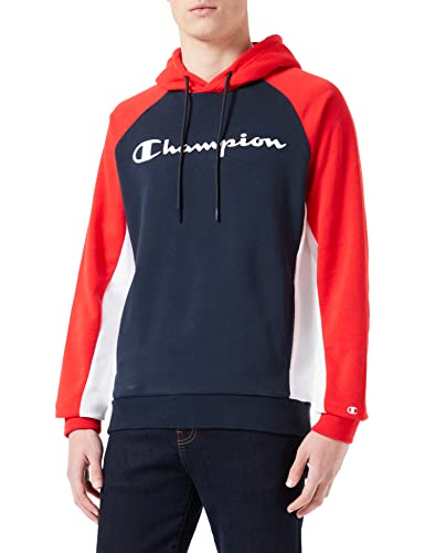 Champion Herren American Classics Color Block Kapuzenpullover, Marineblau, Rot und Weiß, L von Champion