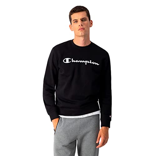 Champion Herren American Classics Fall Fleece Big Logo Crewneck Kapuzenpullover, Schwarz, L von Champion