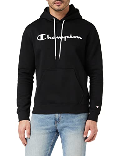 Champion Herren American Classics Fall Fleece Big Logo Kapuzenpullover, Schwarz, S von Champion