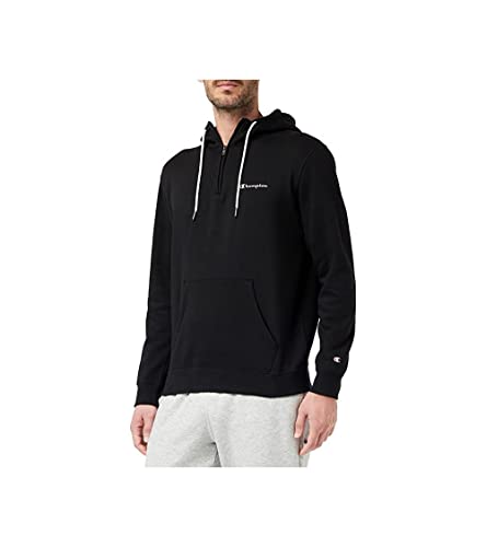 Champion Herren American Classics Fall Fleece Half Zip Kapuzenpullover, Schwarz, L von Champion