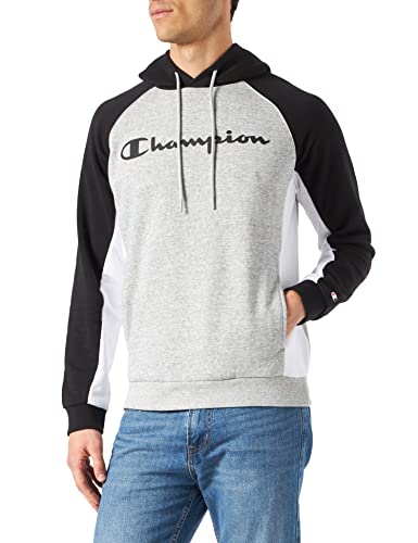 Champion Herren American Classics Color Block Kapuzenpullover, Grau meliert, Schwarz und Weiß, M von Champion