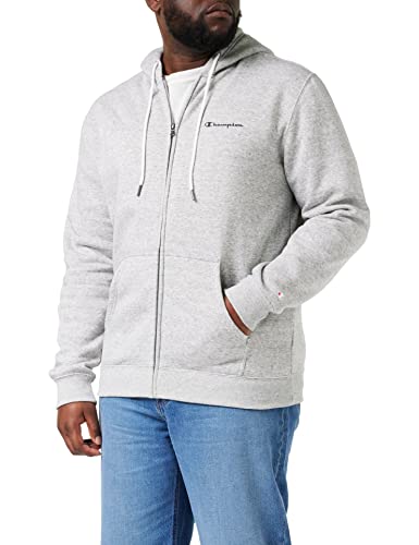 Champion Herren American Classics Small Script Logo Full Zip Kapuzenpullover, Grau, S von Champion