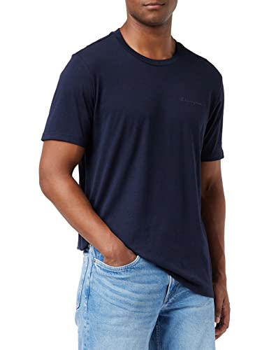 Champion Herren American Classics Small Script Logo S-S T-Shirt, Blau Ton in Ton, S von Champion