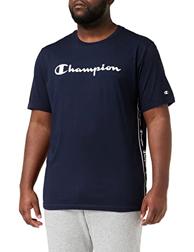 Champion Herren American Tape-Big Logo S-S T-Shirt, Marineblau, XS von Champion