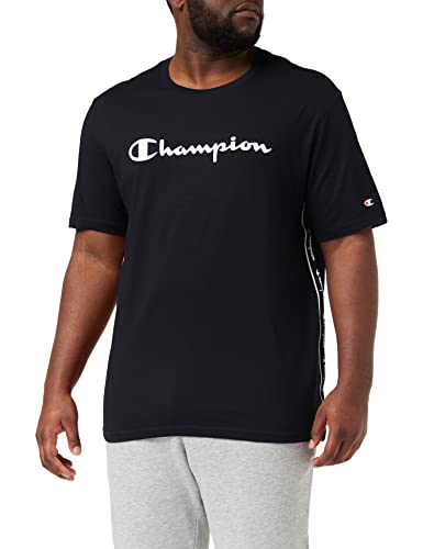 Champion Herren American Tape-Big Logo S-S T-Shirt, Schwarz, S von Champion
