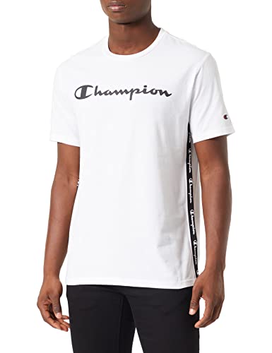 Champion Herren American Tape-Big Logo S-S T-Shirt, Weiß, S von Champion