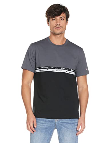 Champion Herren American Tape Color Block T-Shirt, Schwarz, L von Champion