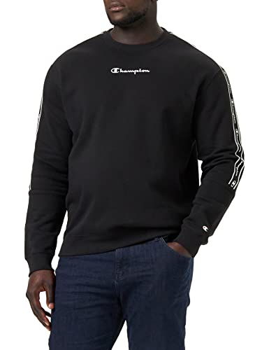 Champion Herren American Tape-Fall Fleece Crewneck Kapuzenpullover, Schwarz, S von Champion