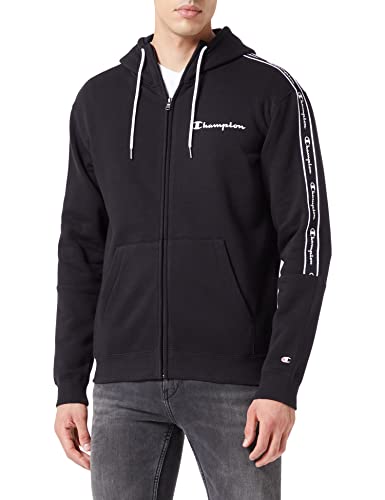 Champion Herren American Tape-Fall Fleece Full Zip Hooded Sweatshirt, Schwarz, L von Champion