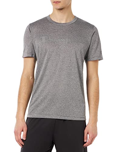 Champion Herren Athletic C-Sport Quick Dry Micromesh Metallic Logo S/S T-Shirt, Schwarz Melange, Small von Champion