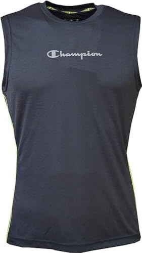 Champion Herren Athletic C-tech Quick Dry Poly Mesh Side Piping S/L Tanktop, Schwarz, Large von Champion