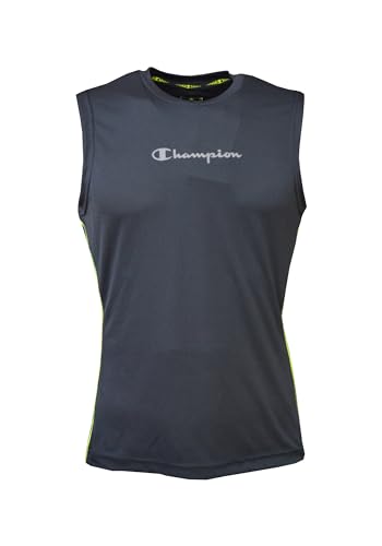 Champion Herren Athletic C-tech Quick Dry Poly Mesh Side Piping S/L Tanktop, Schwarz, XXL von Champion