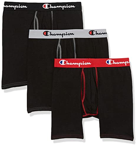 Champion Herren Unterwäsche Boxershorts Total Support Pouch Cotton Stretch 3er Pack Retroshorts, Schwarz, 3 Stück, Large von Champion