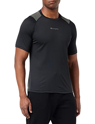 Champion Herren C-Tech Piping S-S T-Shirt, Schwarz/Gunmetal, L von Champion