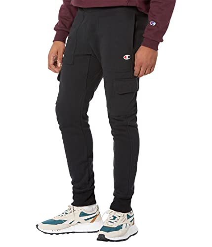 Champion Herren Cargo-Jogginghose mit umgekehrtem Gewebe, Hose, Schwarzes C-Logo, Klein von Champion