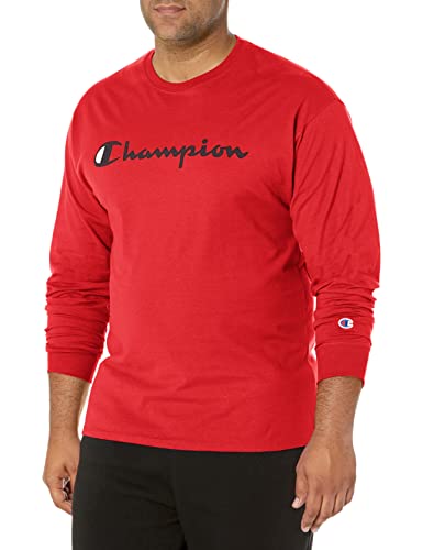 Champion Herren Klassisches Jersey Langarm Graphic T-Shirt, Scharlachrote Schrift, L von Champion