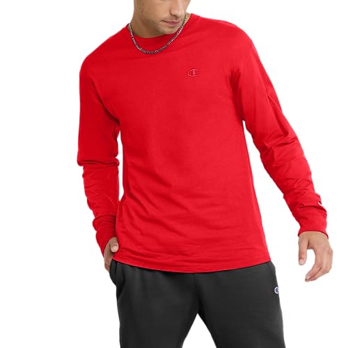 Champion Herren Classic Jersey Long Sleeve T-Shirt, Scharlachrot, Mittel von Champion