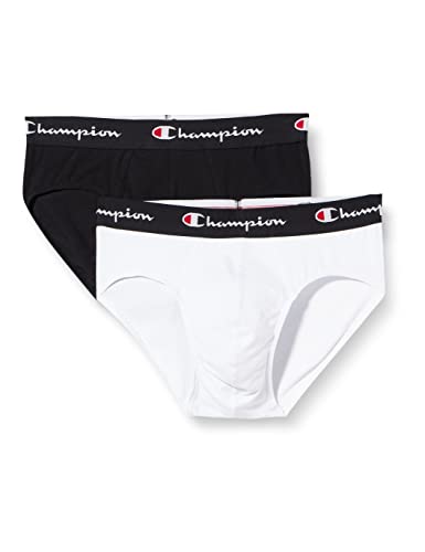 Champion Herren Core Briefs X2 Slip, Mehrfarbig (weiß/schwarz), L (2er Pack) von Champion