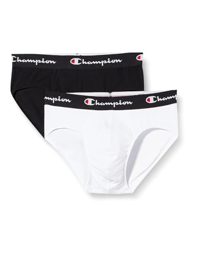 Champion Herren Underwear Seasonal 2-Pack Brief Slip, Mehrfarbig (Weiß/Schwarz), XL EU von Champion
