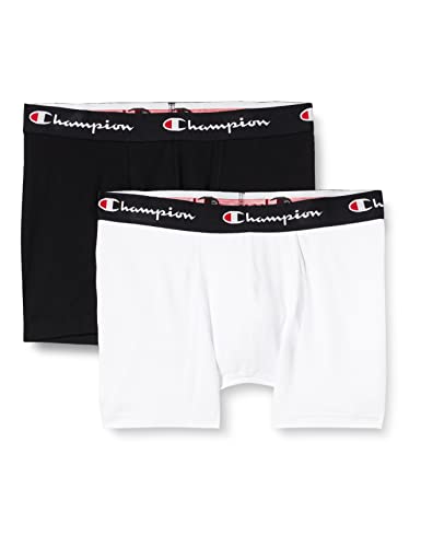 Champion Herren Core Trunk X2 Retroshorts, Mehrfarbig (weiß/schwarz), L (2er Pack) von Champion