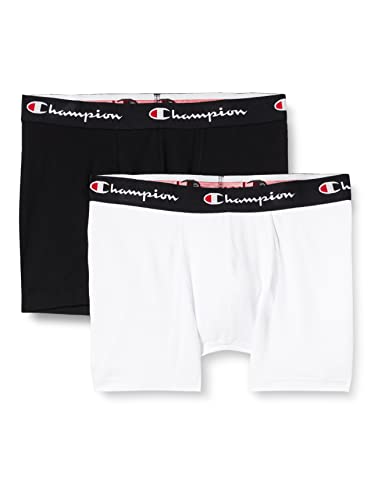 Champion Herren Core Trunk X2 Retroshorts, Mehrfarbig (weiß/schwarz), S (2er Pack) von Champion