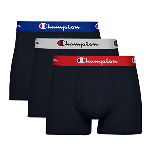 Champion Herren Trunks, Alltagskomfort, Stretch-Baumwolle, feuchtigkeitsableitende Unterwäsche, Multipack Badehose, Trunk-Schwarz-3er-Pack, Small (3er Pack) von Champion